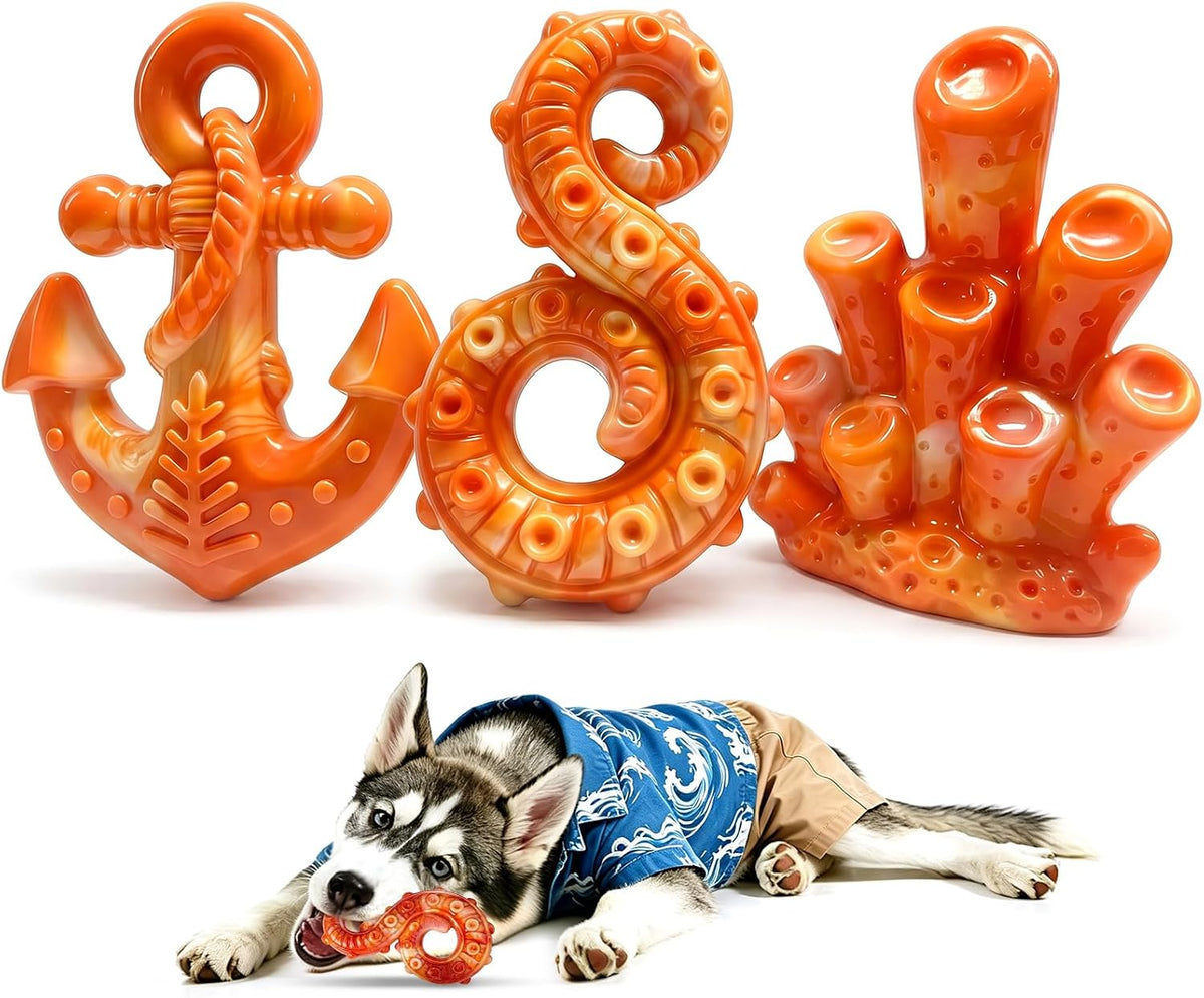Fuufome Tough Dog Chew Toys for Medium & Large Aggressive Chewers - orange