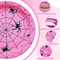 Gistome 96-piece Halloween spider web tableware set with plates, napkins and forks - view 14
