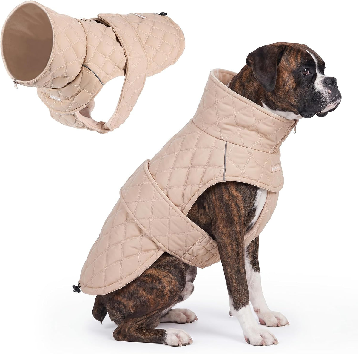 Spark Paws Quilted Dog Winter Coat - Beige / 3XL