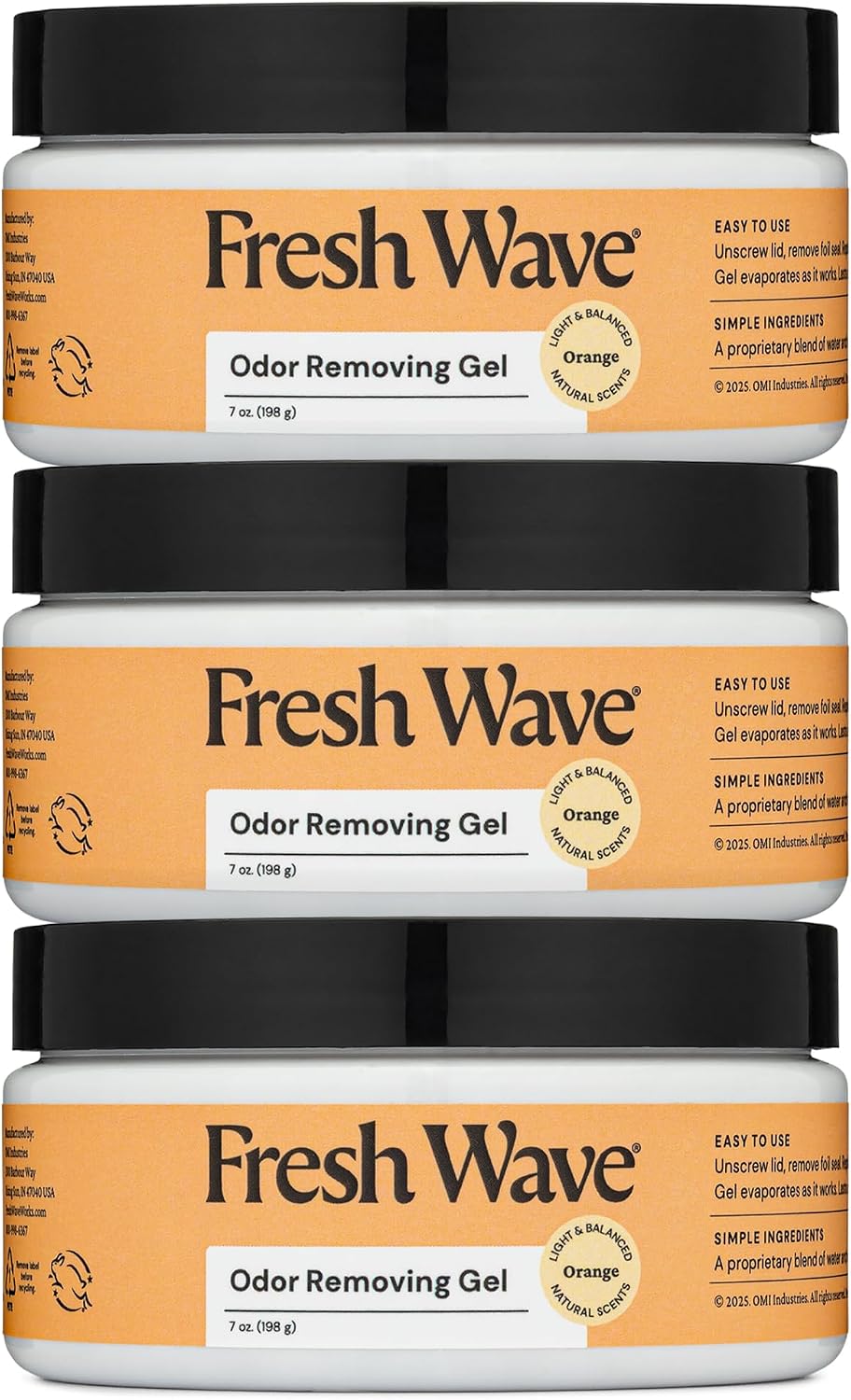 Fresh Wave Lemon Odor Removing Gel - Orange / 7 Fl Oz (Pack of 3)