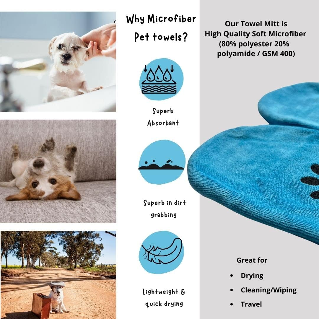 Penny & Niko Microfiber Pet Towel Mitts - Standard - 2 pack / blue - image 4