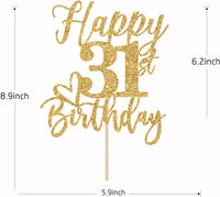 Happy 83rd Birthday Cake Topper - happy 31st birthday / Gold Glitter - image 4