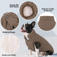 ASENKU Dog Winter Coat Dog Fleece Puffer Jacket for Small Medium - Small / Coffee - image 2