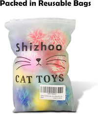 30 Pieces 1.6 inches Sparkle Pom Pom Balls for Cat - Interactive Glitter Balls, Multicolor, Best as Kitten Play Toys