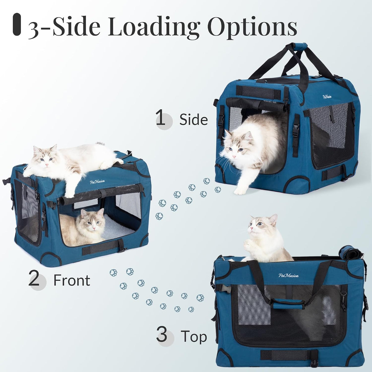 Extra Large Cat Carrier for 2 Cats - 24.0"L x 16.5"W x 16.5"H / Prussian Blue - image 4