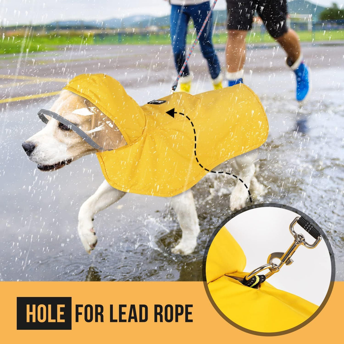 Lukovee Dog Raincoat, Waterproof Jacket with Clear Hood & Leash Hole, M – Essentials for Dogs - A-Yelllow / Small - image 4