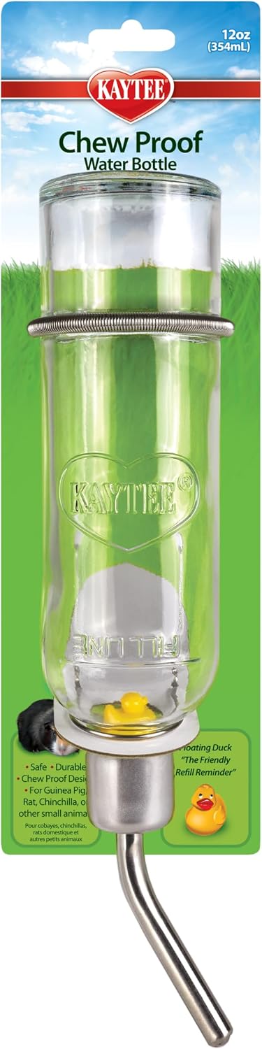 Kaytee Chew-Proof Water Bottle for Pet Rabbits, Ferrets - 12-Ounce / Clear