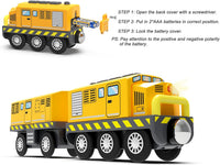 Train Toys Battery Operated Locomotive Trains for Wooden Track - Yellow - image 4