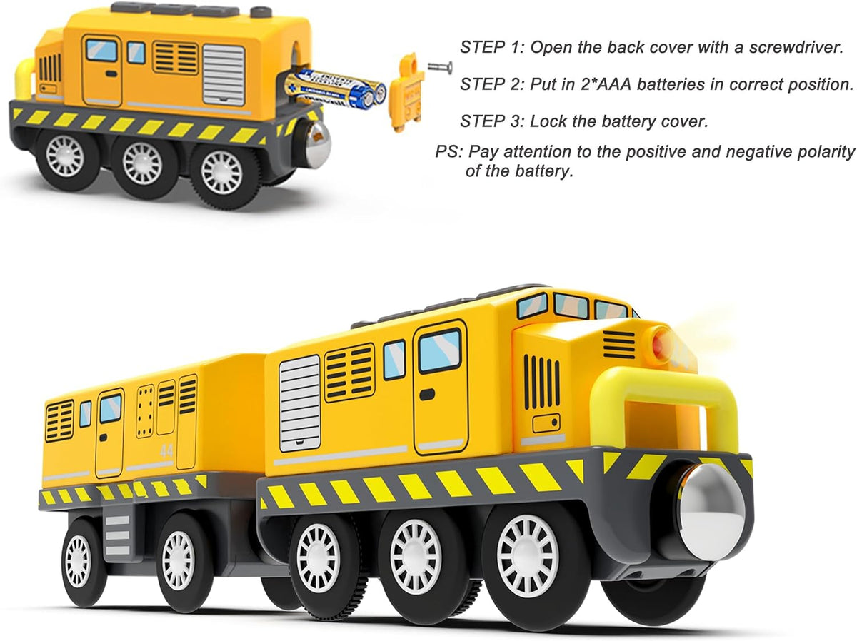 Train Toys Battery Operated Locomotive Trains for Wooden Track - Yellow - image 4