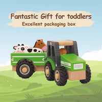 Wooden Tractor Toys for Toddlers 1-3, Kids Vehicle Hand Push Car - image 4