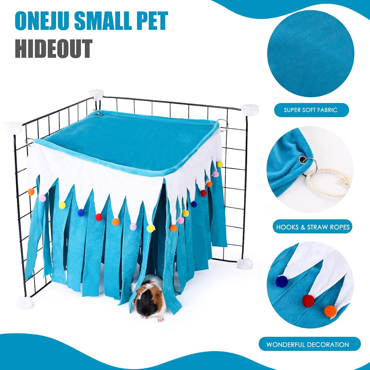 Guinea Pig Hideout, Guinea Pig Corner Hideout - Blue / 15.1"L x 16.1"W x 10.2"Th - image 3