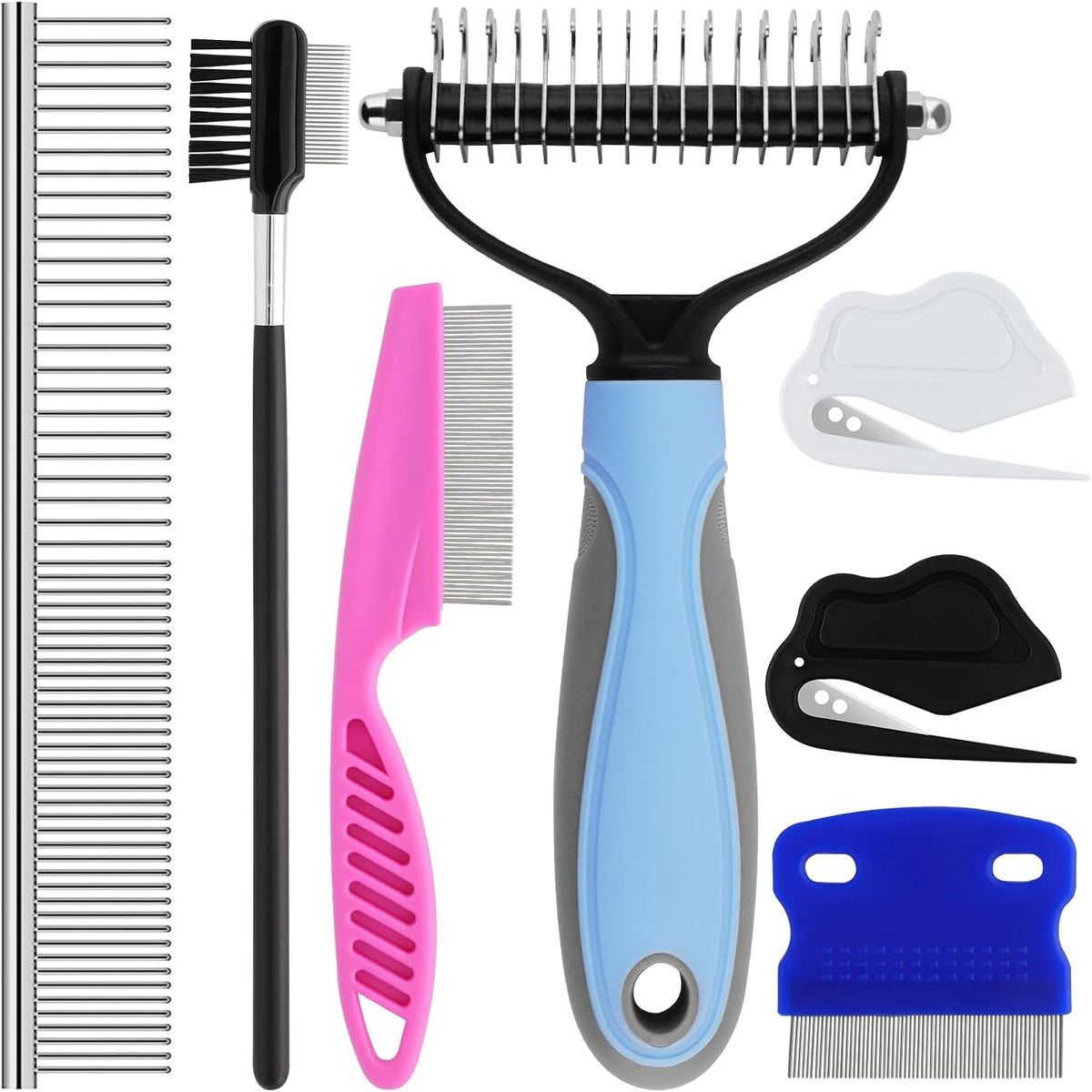 GUBCUB Pets Grooming Comb Kit for Small Dogs Puppies For Tear Stain - Pet Combs with Deshedding Brush