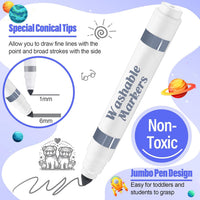 Janlaugh washable markers bulk pack of 24 broad line markers with conical tips - view 25
