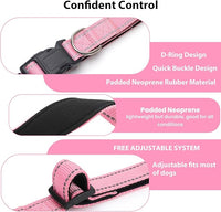 Reflective Dog Collar Padded with Soft Neoprene Breathable Quick Release Basic Dog Collars for Medium Dogs Pink Girl