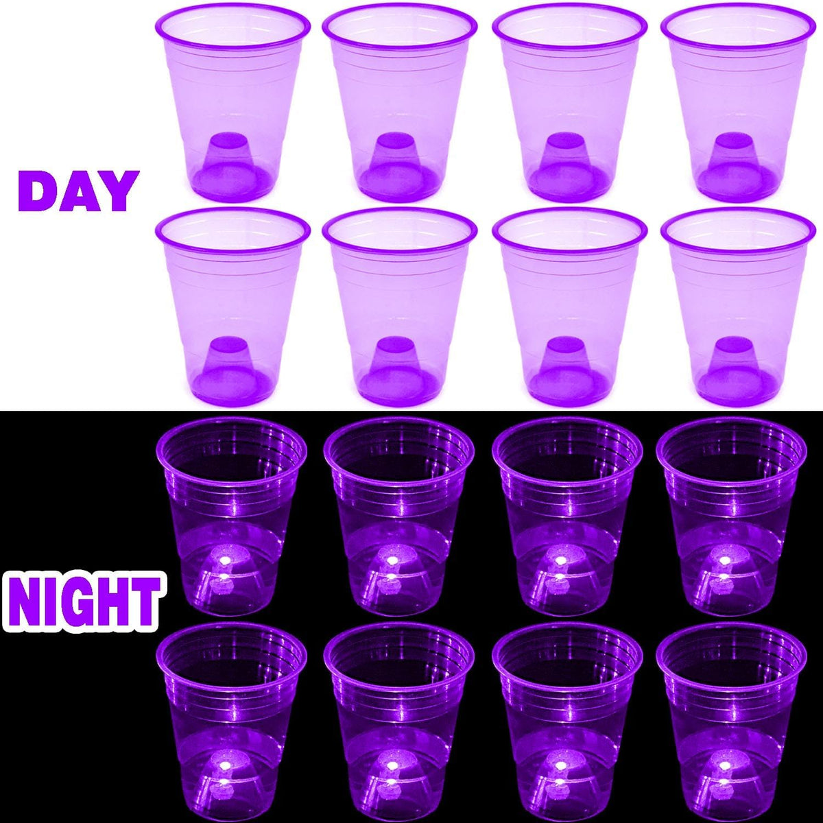 mishunyus 24-pack purple LED glow party cups, 16 oz plastic - view 26