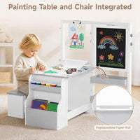 INFANS 3 in 1 kids art table and chair set with double-sided easel and paper roll - view 4