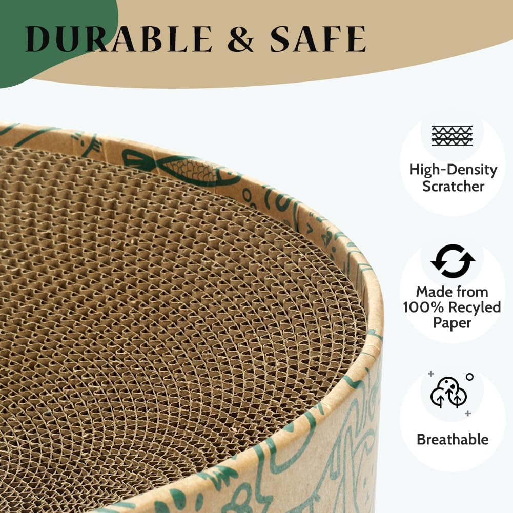 ARGOPET Cat Cardboard House with 2 PCS Scratching Pads – Essentials for Cats - Oval-Green - image 3