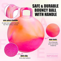 INPODAK Hopper Ball, 20 Inch Bouncy Ball with Handle for Kids, Hippity Hop Jumping Bounce Hopping Toys for Boys Girls Ages 5-9 with Pump and Gift Box Great Gift for Birthday Holiday (Orange)