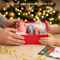 Poplay 5-piece hand-painted wooden Russian nesting dolls with Christmas theme - view 2
