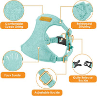 SlowTon No Pull Dog Harness with Leash for Small Medium Dogs - X-Small(6-11lb) / Solid Teal - image 2