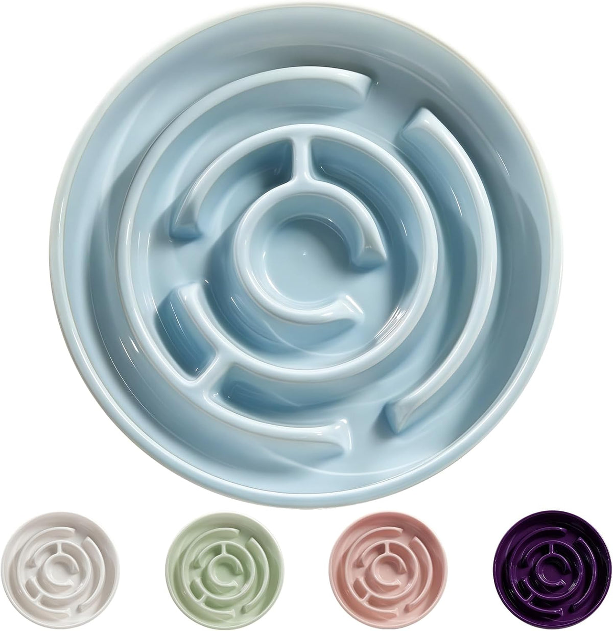Ceramic Slow Feeder Dog Bowl - Blue