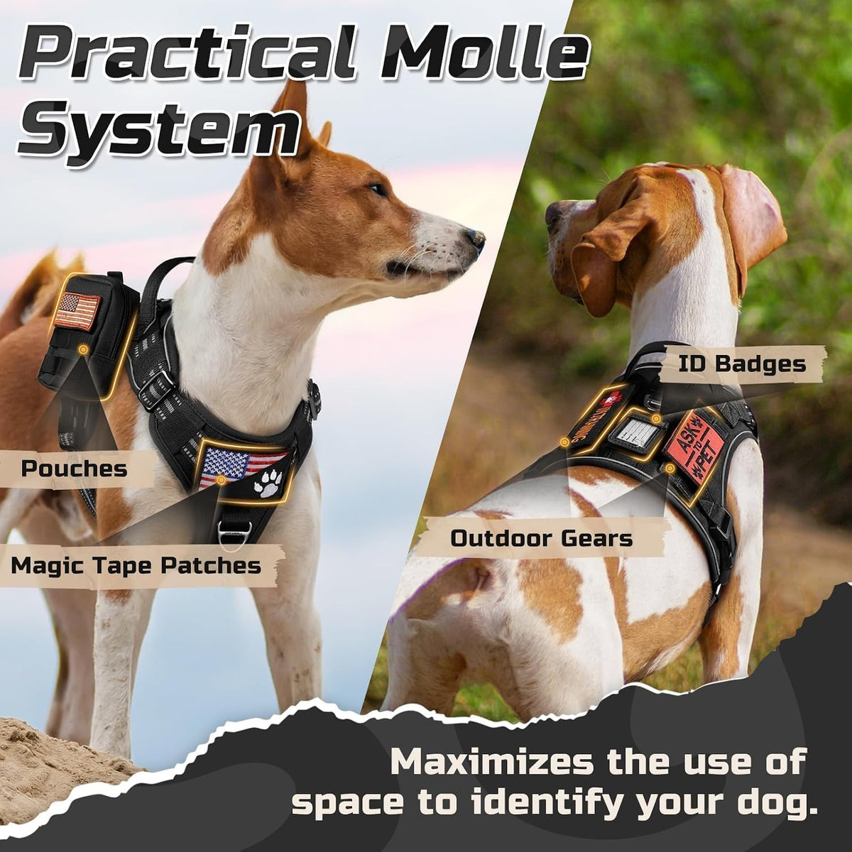 rabbitgoo Tactical Dog Harness for Large - Black / Large - image 4