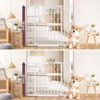 34" Extra Tall Baby Gate for Stairs, Auto Close Stroller Friendly Dog Gate Indoor for Doorways, Pressure Mounted 29"-40" W Baby Gate, Easy Walk Through Gate for Children & Pets, White