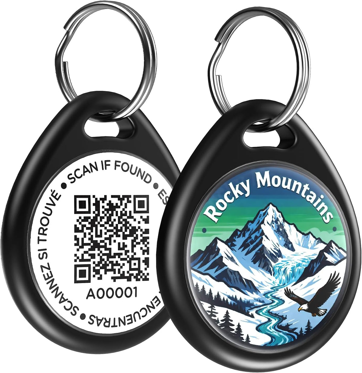 QR Code Cat Tags Personalized Small, Real-time Alerts, Pink – Essentials for Cats - 1 Pack Black Rocky / Large-1.2"*1.4"