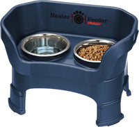 Neater Feeder Deluxe Mess-Proof Elevated Dog Bowls for Large Dogs - Medium + Standard Bowl / Dark Blue