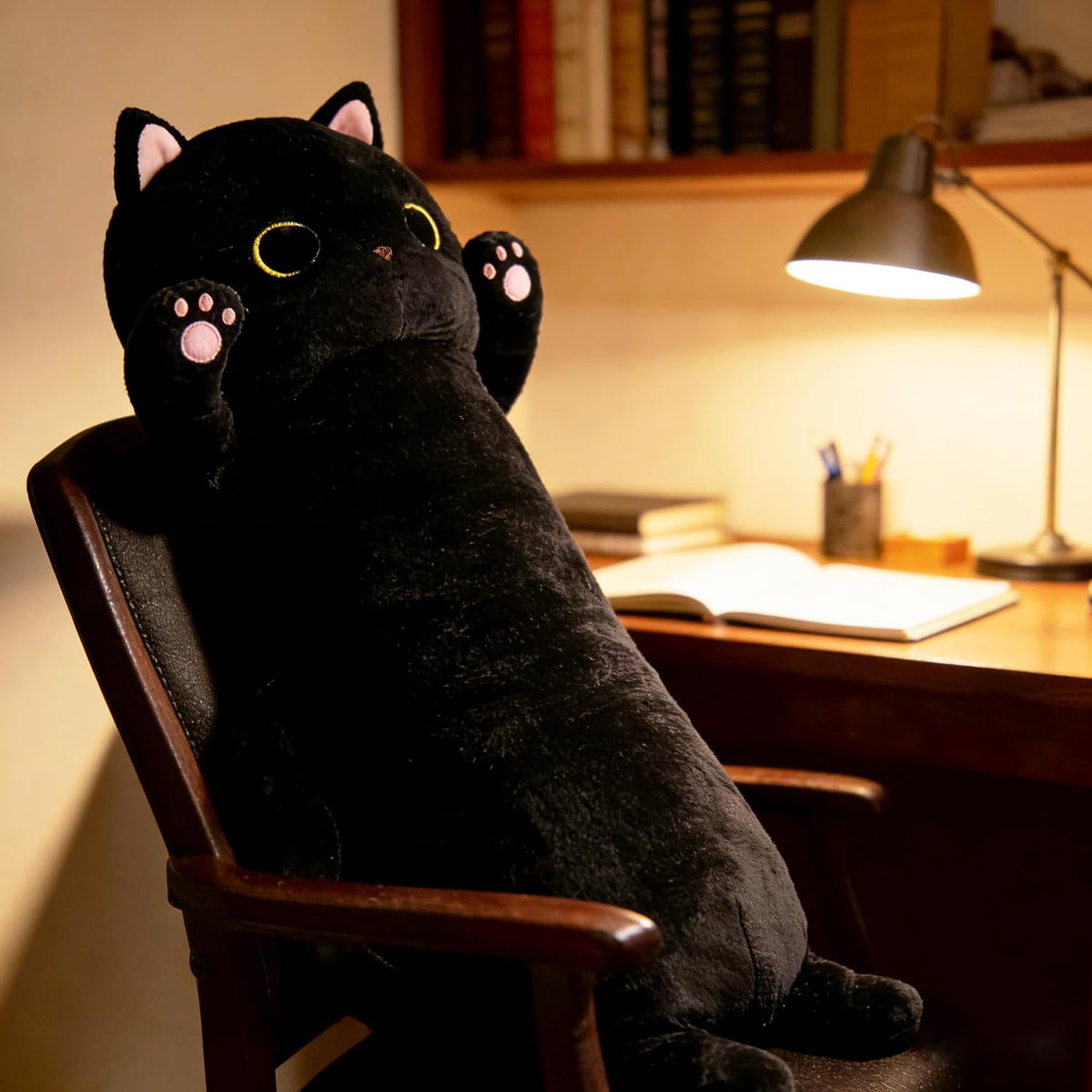 MaoGoLan 44 inch black cat plush body pillow with yellow eyes - view 14