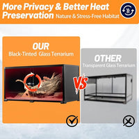 REPTI ZOO 50 Gallon Reptile Tank, 36" X 18" X 18" Reptile Terrarium, Black-Tinted ECO Glass Enclosure with Sliding Door & Mesh Top, Secure & Low-Stress Habitat for Bearded Dragon, Gecko, Snake, Lizard