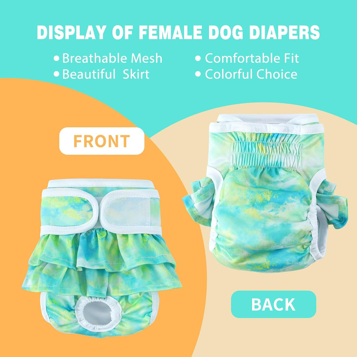 NOYAL Female Dog Diapers, Washable Reusable Leak-Proof - Smudge / Large 15.7-24.8'' - image 3