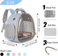 Small Bird Travel Backpack Carrier Cage - Blue / Clear Bubble + Tray - image 2