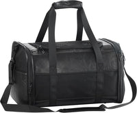 Fashion Leather Dog Carrier, Airline Approved Cat Carrier Soft Sided Pet Bag Carrier Purse for Puppy Kitten Small Animals Black