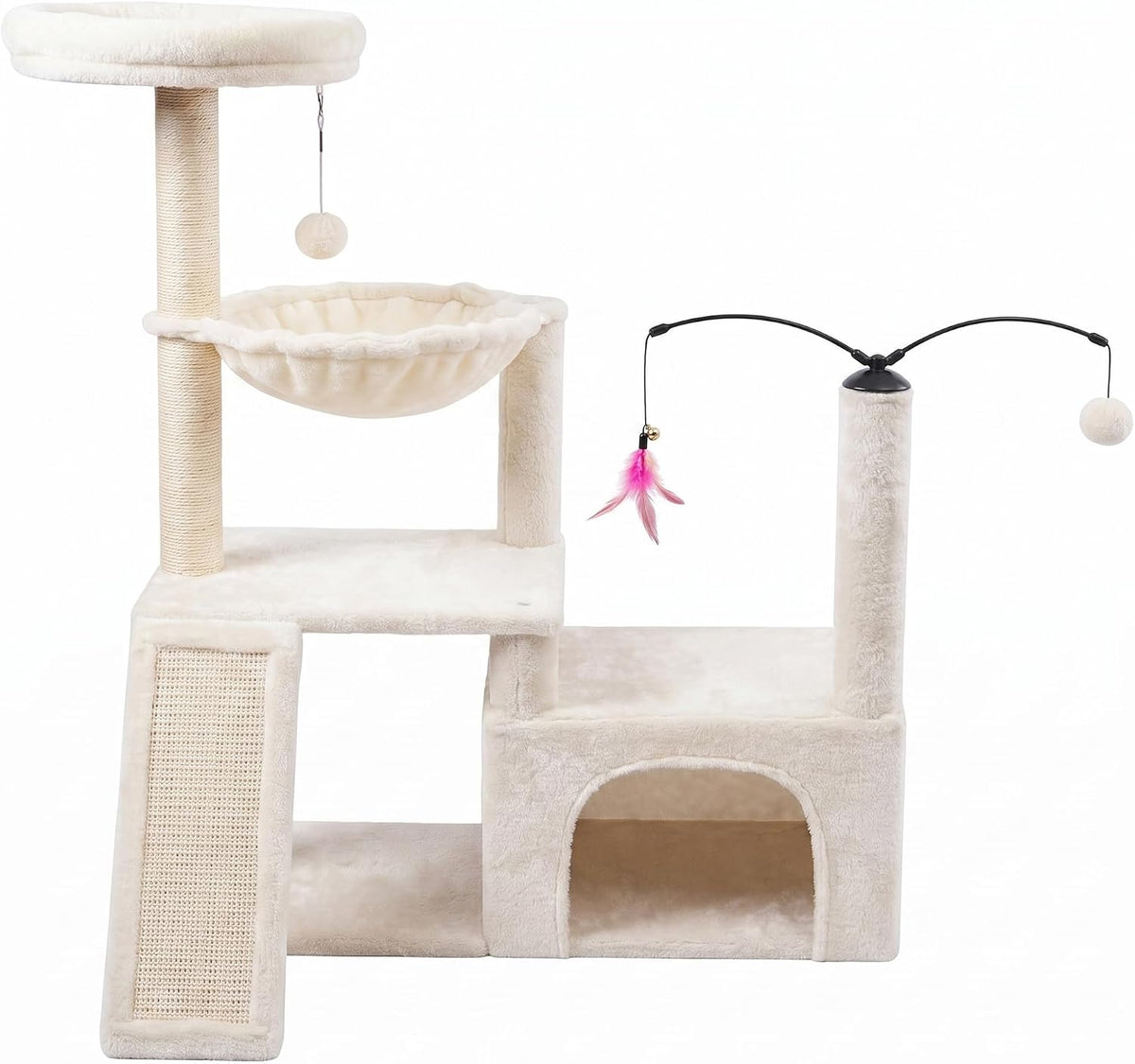 YUNIQUE Cat Tree with Cat Condo and Big Hammock, Grey – Essentials for Cats - 288 White - image 2