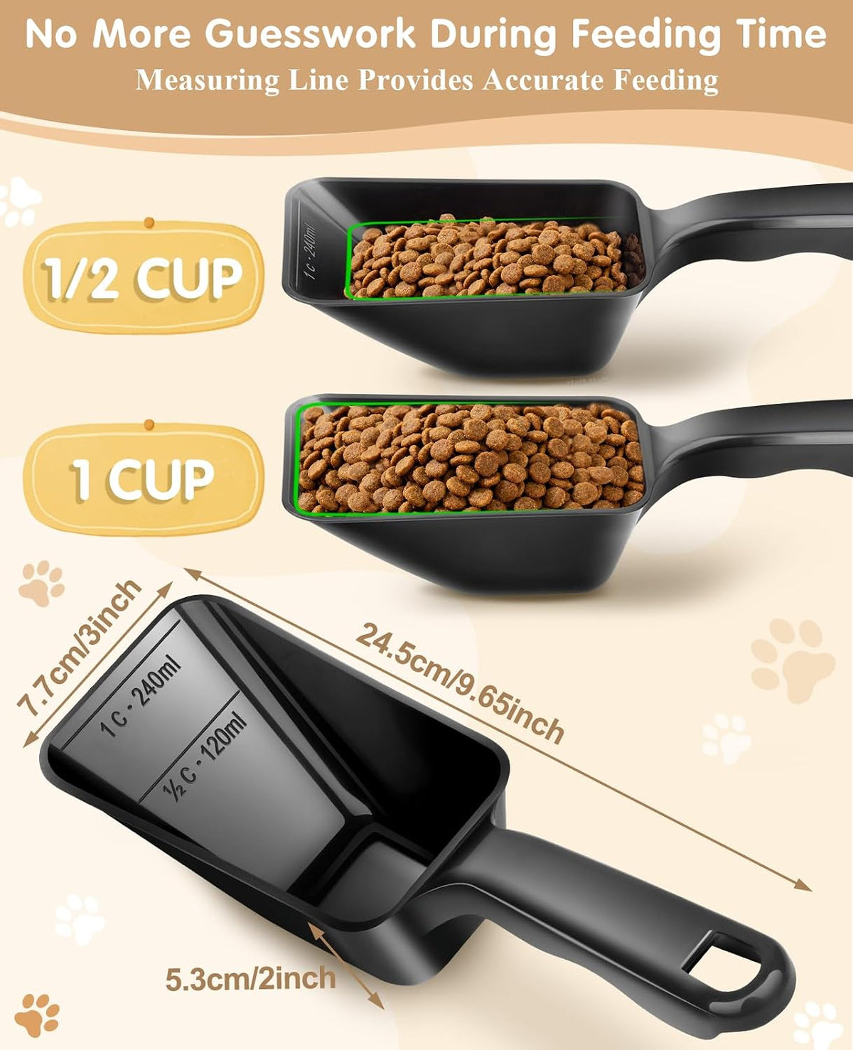 2-Pack Dog Food Scoop 1 Cup - Black and Grey - image 3