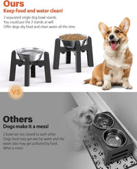 Dog Bowl Stand with Adjustable Height and Width [Stand Only] – Essentials for Dogs - 2 Pack Stand+Bowl / H: 6.3''; W: 6.1-10.4'' - image 2