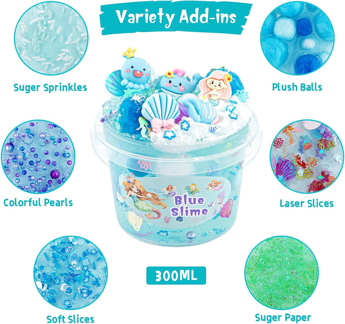 Astronaut Galaxy Slime for Kids, Big Slime Bucket with Clay - Blue Slime - image 3