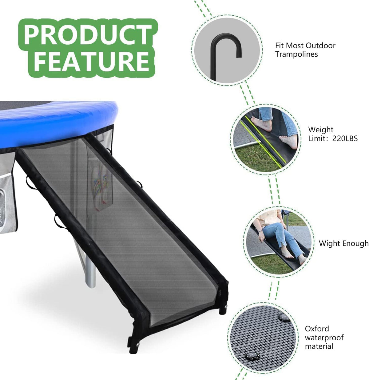 Eurmax USA Universal Trampoline Ladder - Black-Slide w/ shoes pocket - image 3