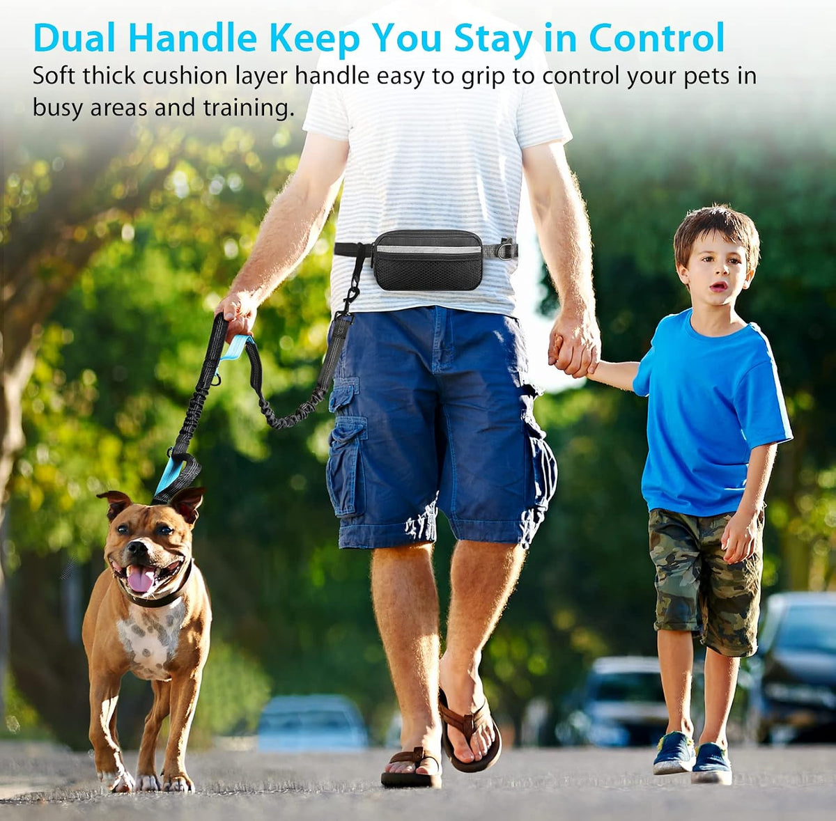 Uppetly Hands Free Dog Running Leash with Waist Belt - 1 dog/Blue / Medium - image 3