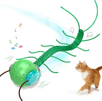 Interactive Cat Toys for Indoor Cats, Moving Cat Ball with Tail, Fast Rolling on Carpet, Chirping & Motion Activate Toy for Bored Indoor Adult Cats