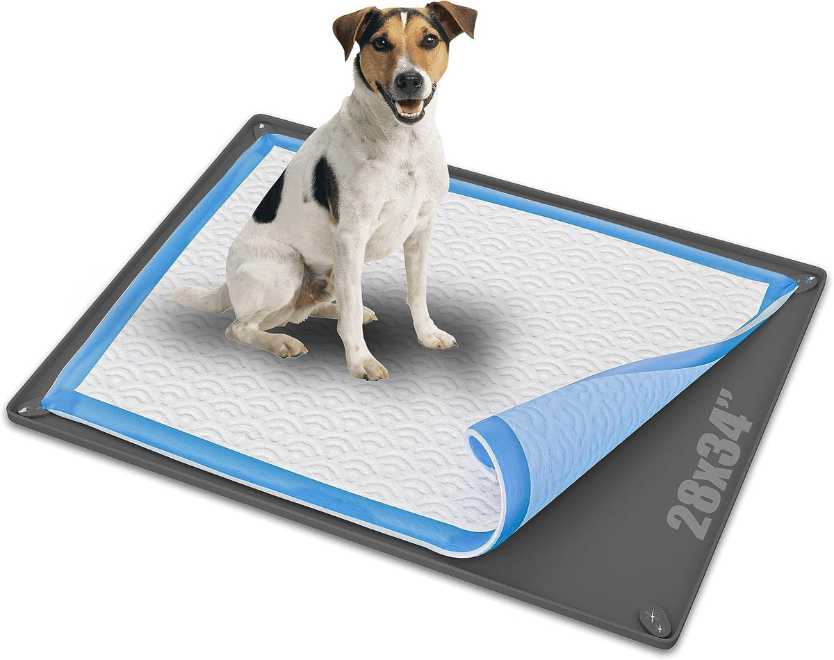 Dog Pee Pad Holder Tray Fits for 30” x 23” Pee Pads - 28 x 34 Inches / Gray