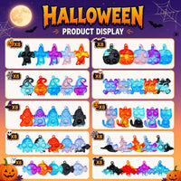 FORLINX mini Halloween pop fidget keychains shaped like cats, pumpkins, ghosts and bats - view 2