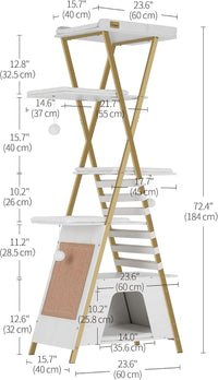 72.4" Modern Cat Tree for Indoor Cats, Multi-Level Cat Condo – Essentials for Cats - White - image 4
