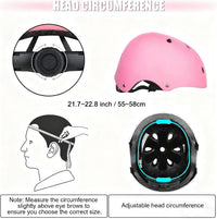 WayEee Kids Bike Helmet Set Knee Pads Adjustable Protective Gear - Pink / M(7-14years) - image 4