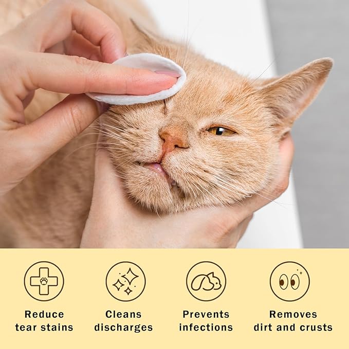 Dog Eye Wipes Gently Remove Tear Stain Eye Debris for Dogs &Cats Pet Grooming Kit Care Wash Cleaner for Eyes Wrinkle Face 100pcs Unscented