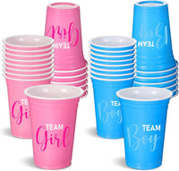 Norme 60 Pcs 16 oz Plastic Gender Reveal Cup Blue Pink Disposable Cup – Fun for Kids & Family - 12 oz / 30