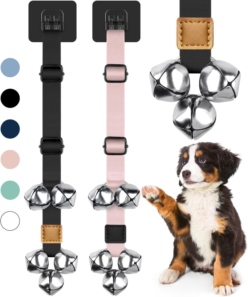 COOYOO Dog Doorbells, Adjustable Potty Training Dog Bells - 08-Black+Pink