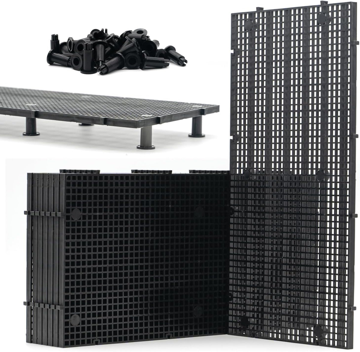 LINLAN 8 Pieces High-Density Aquarium Grid Plastic with 48 Brackets - 8pcs