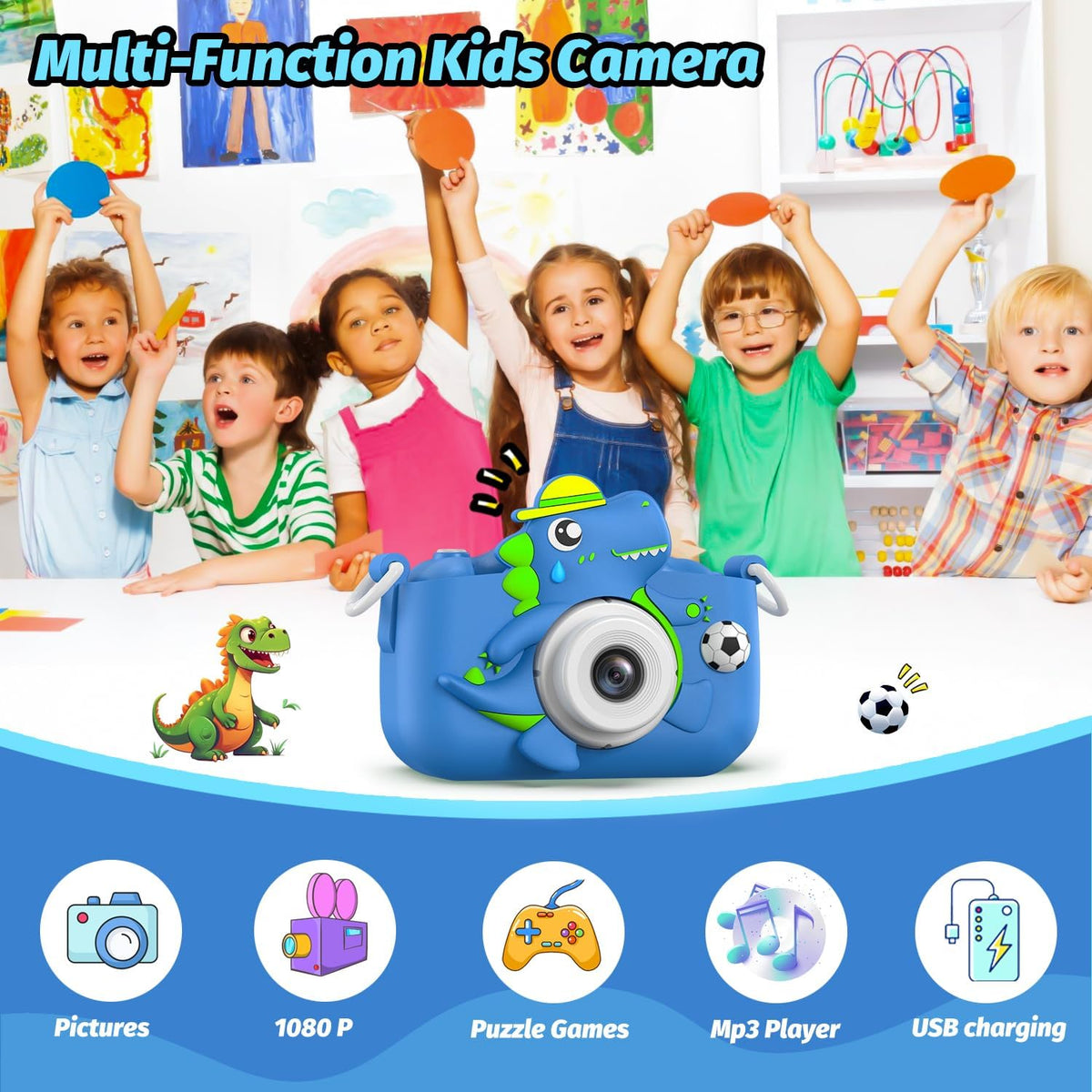 Dinosaur Kids Camera for Boys Girls - Blue - image 3